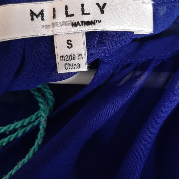 Milly For DesigNation Blue Peasant Blouse - Picture 6 of 7